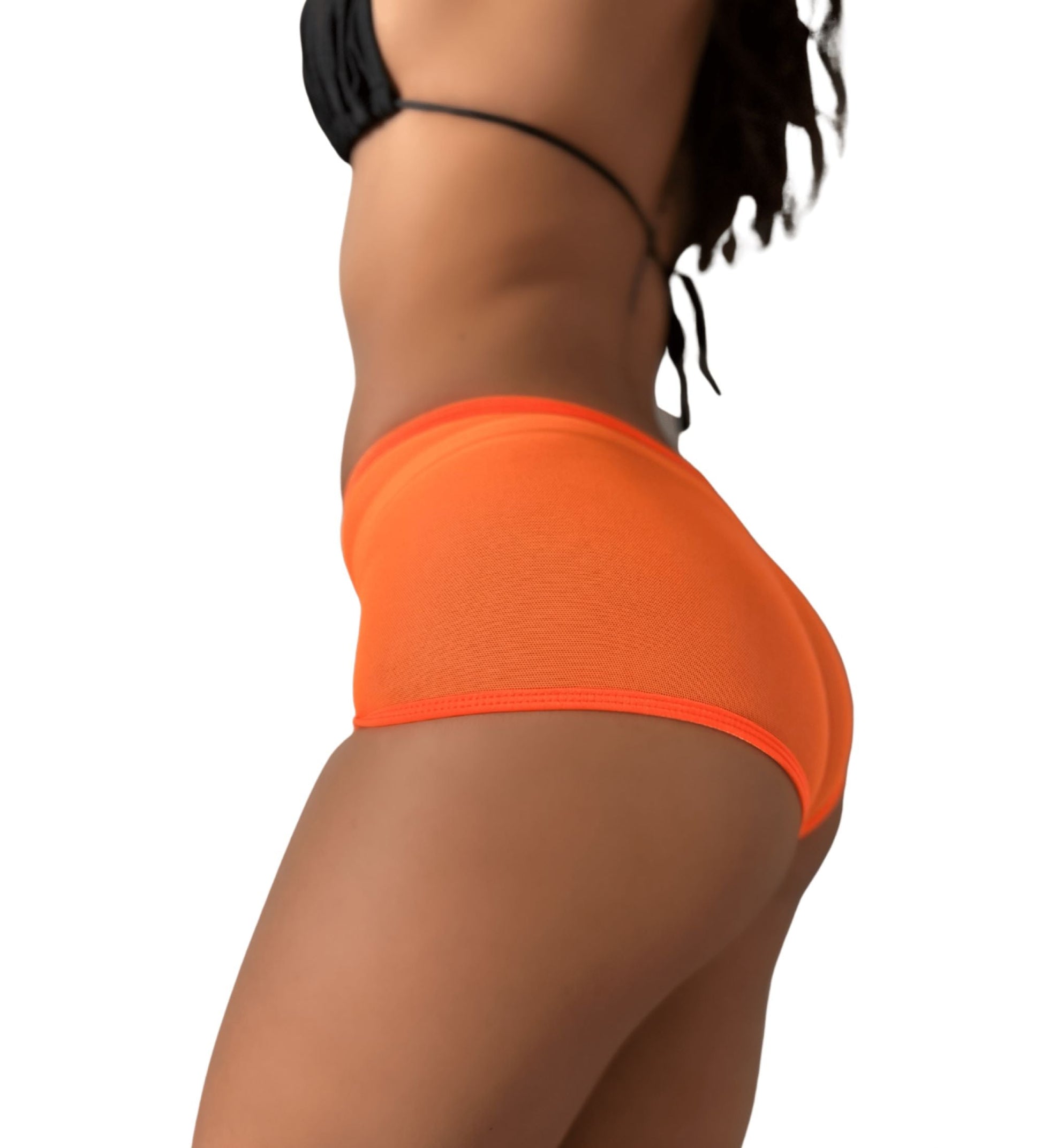 Orange See Through Mesh Short By Sassy Assy Clothing